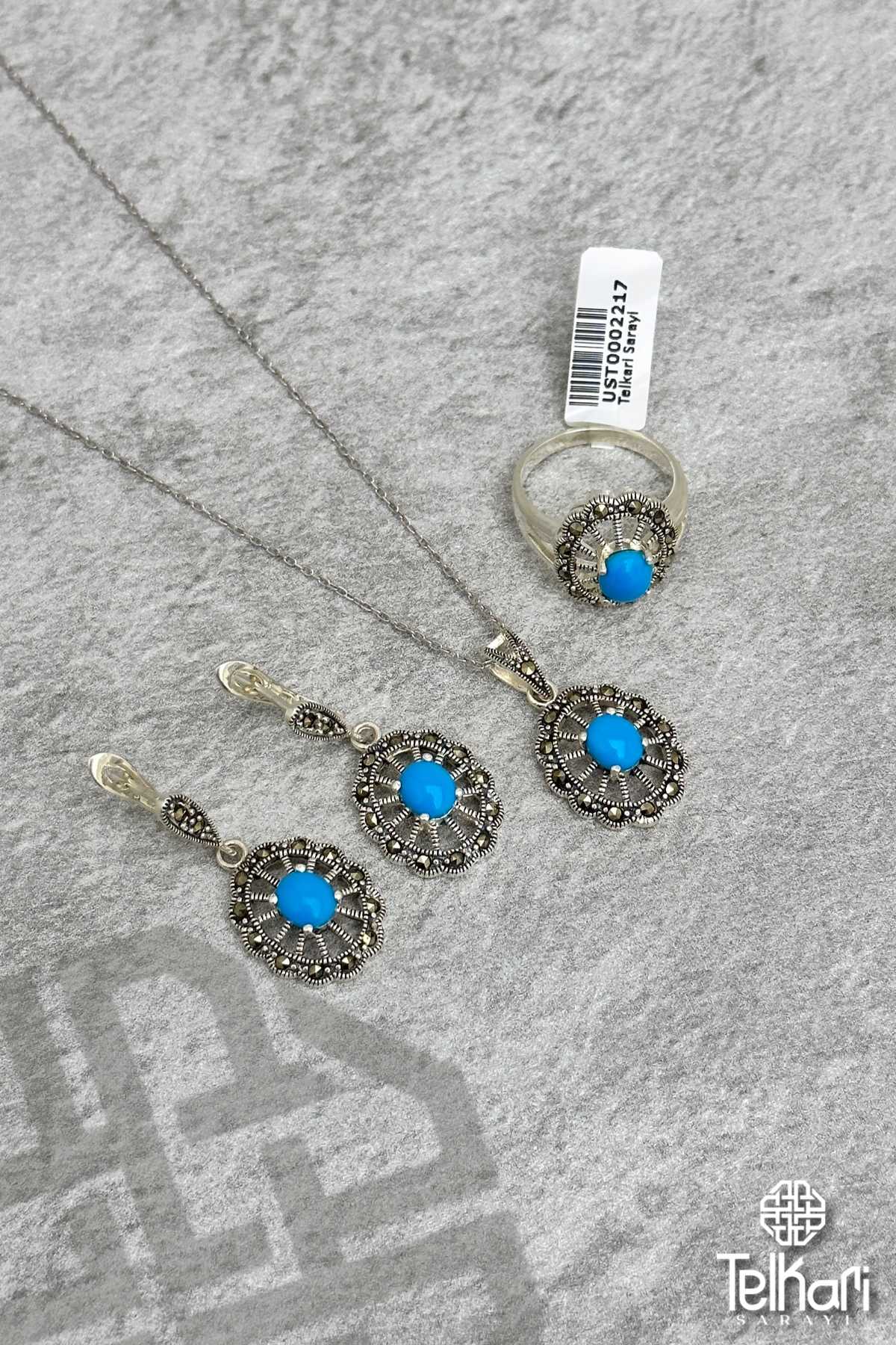 Firuze Taşlı Markazit Üçlü Set