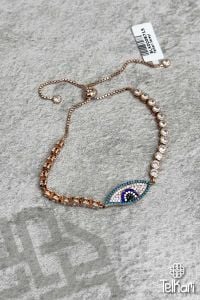 Göz Figürlü Taşlı Rose Gümüş Bileklik