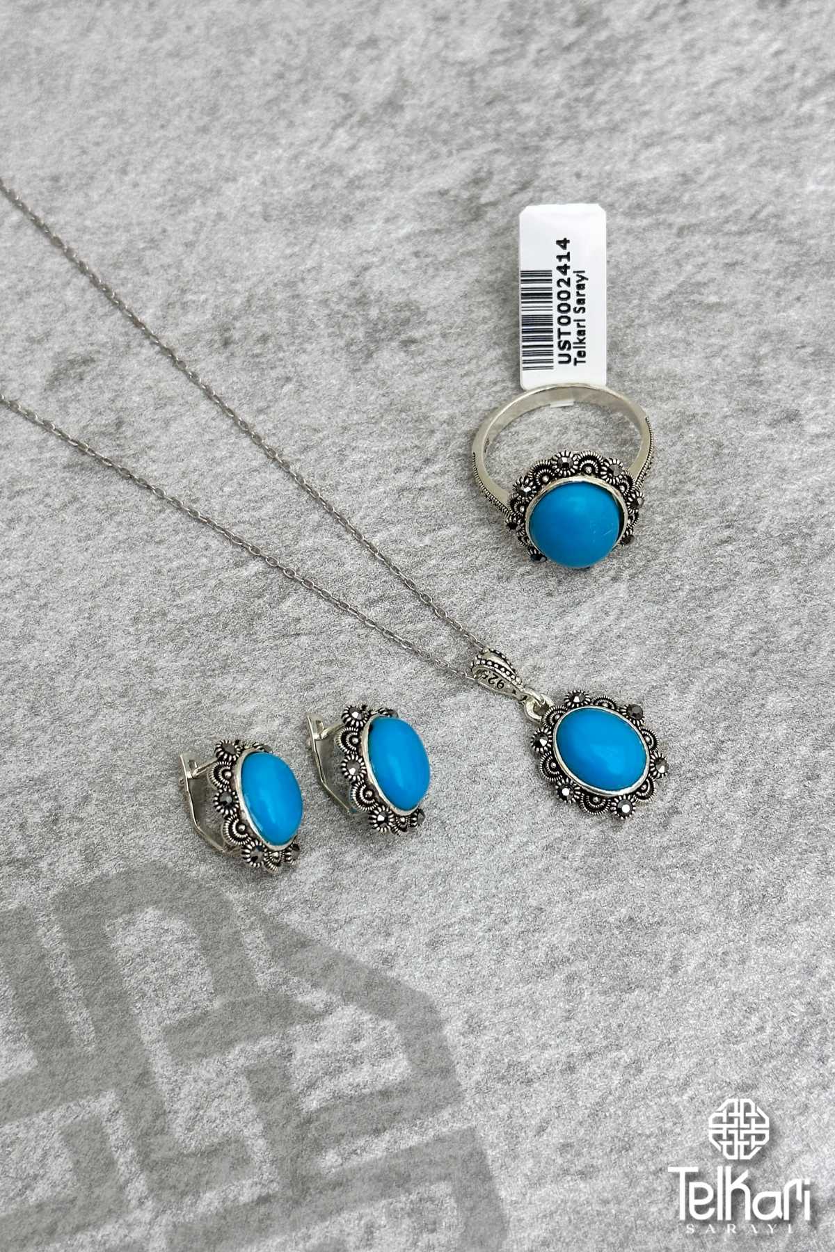 Firuze Taşlı Markazit Üçlü Set