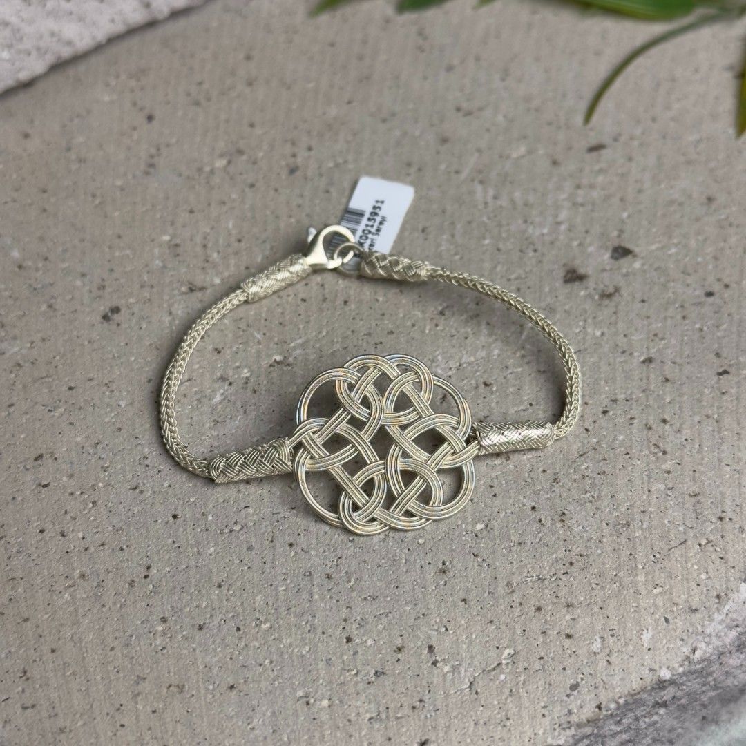 Aşk Düğümül Tamamı El Örmesi Gümüş Kazaziye Kadın Bileklik