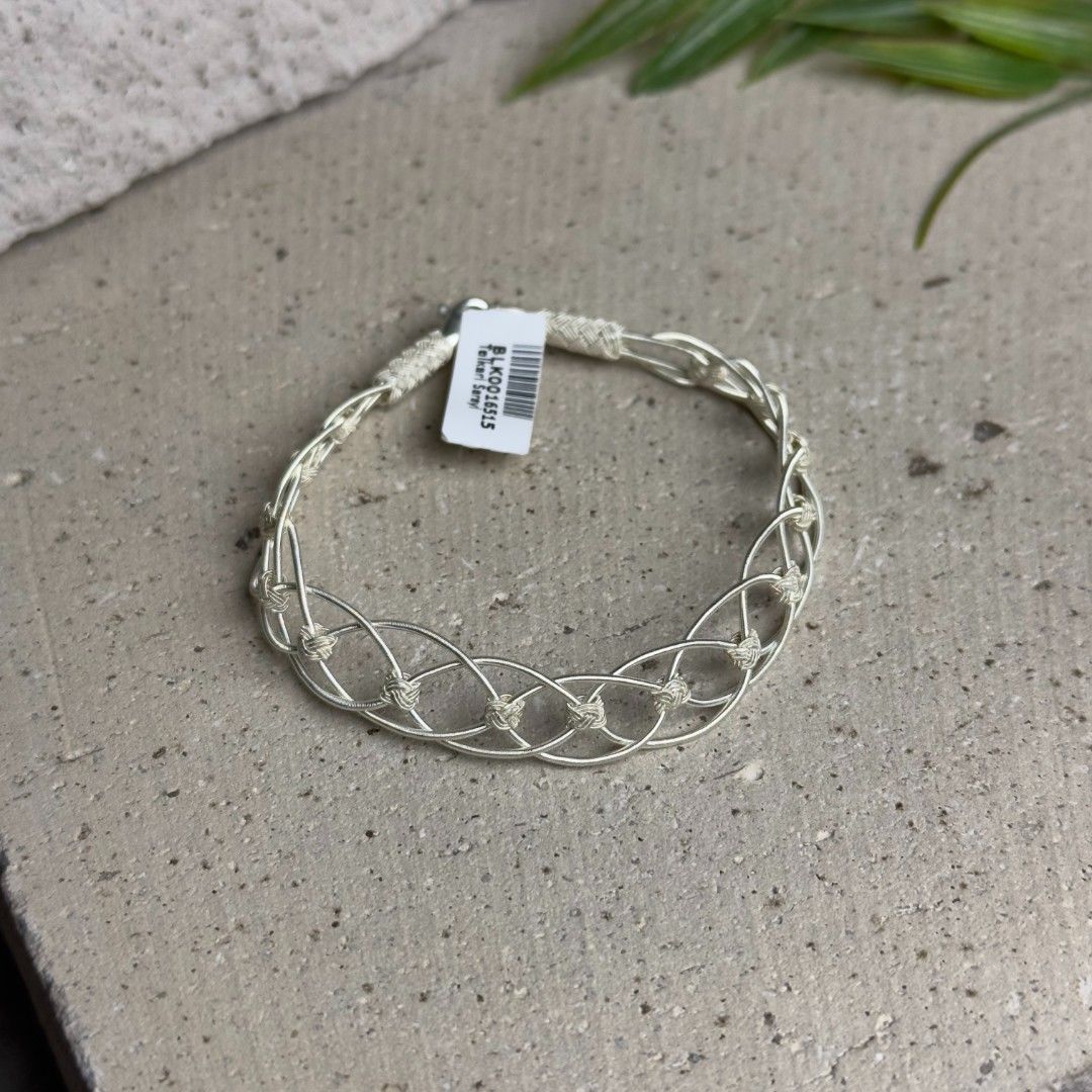 Zincir Model Tamamı El Örmesi Gümüş Kazaziye Kadın Bileklik