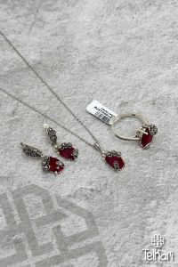 Kök Yakut Taşlı Markazit Üçlü Set