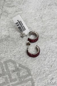 PembeZirkon Taşlı Ufak Boy Halka Gümüş Küpe