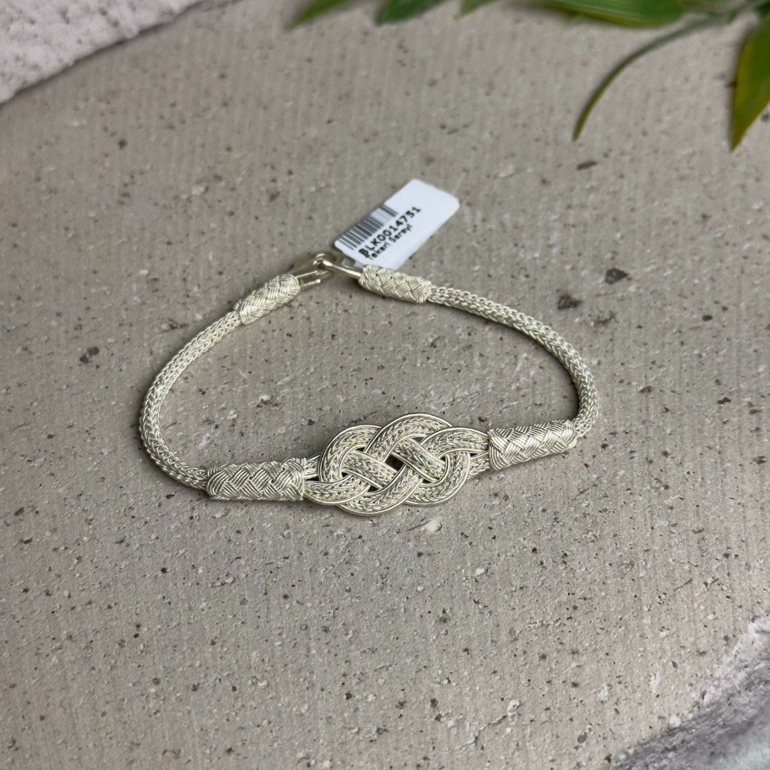 El Sarması Kalın Düğüm Gümüş Kazaziye Kadın Bileklik