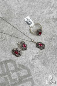 Kök Yakut Taşlı Markazit Üçlü Set