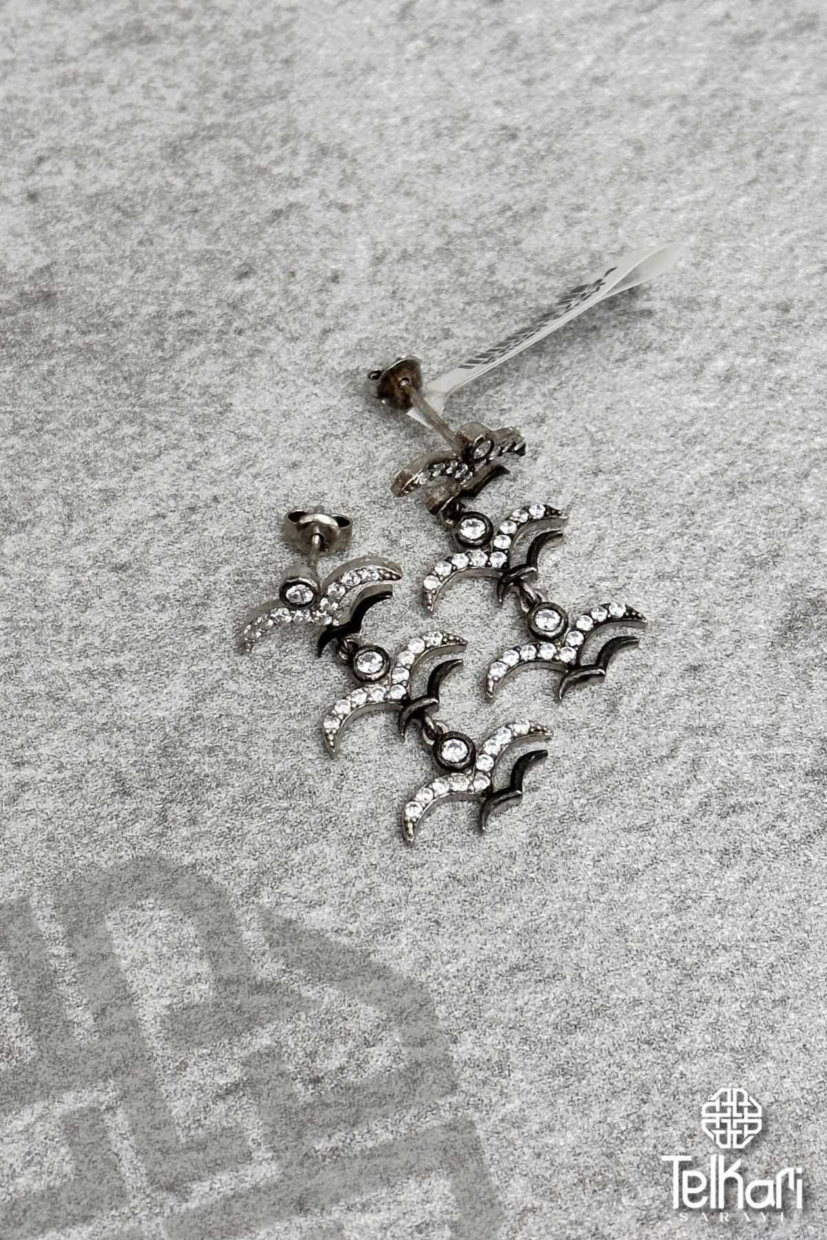 Sallantılı Martı Model Tasarım Gümüş Küpe