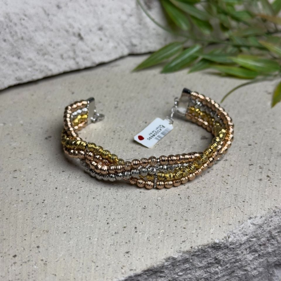 Üç Renk Sarmal Model Dorika Gümüş Kadın Bileklik