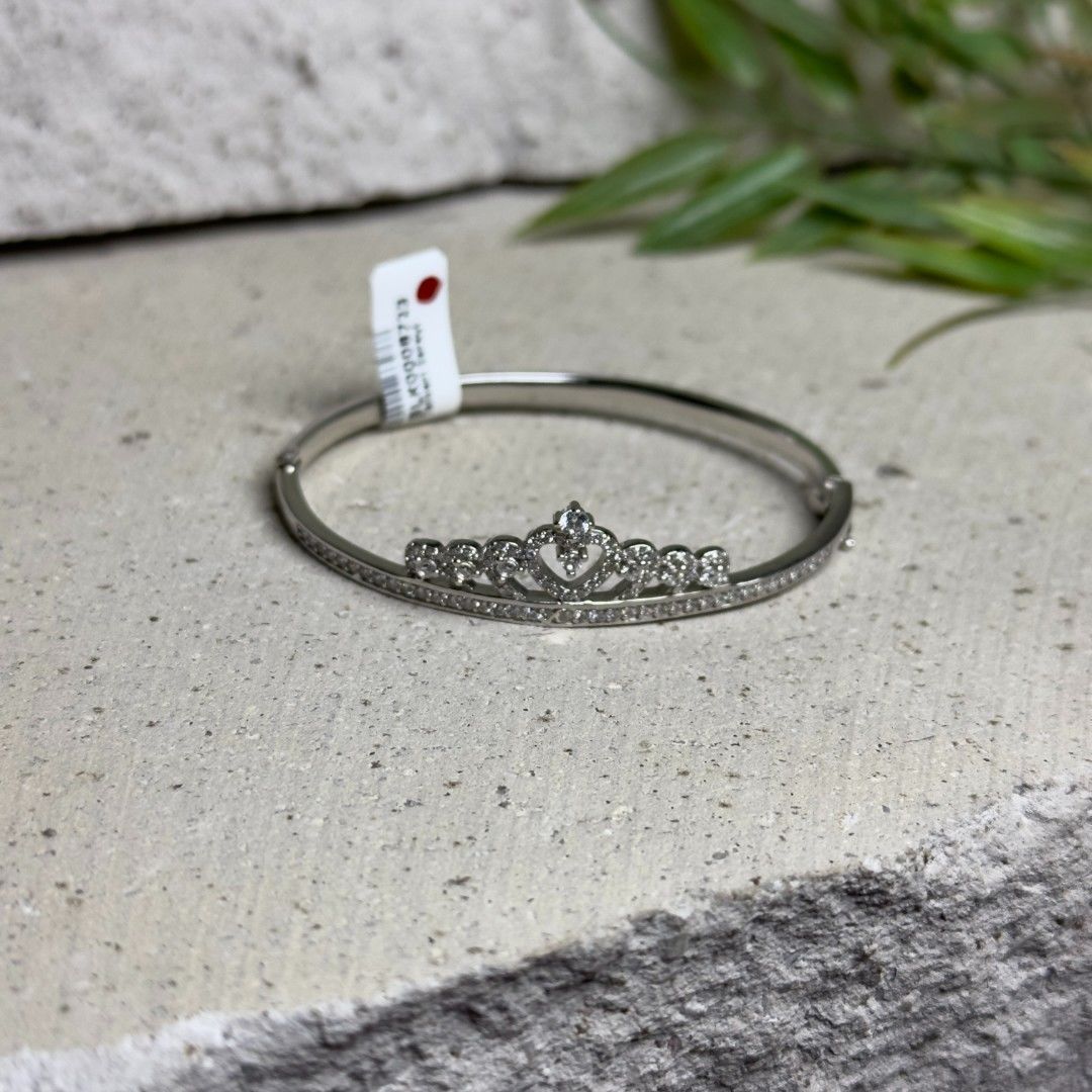 925 Ayar Gümüş Zirkon Taşlı Prenses Tacı Kadın Bilezik