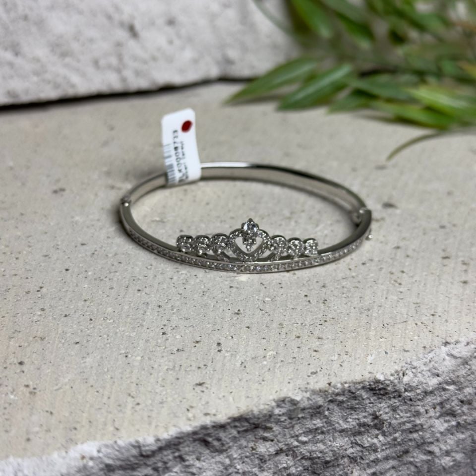 925 Ayar Gümüş Zirkon Taşlı Prenses Tacı Kadın Bilezik