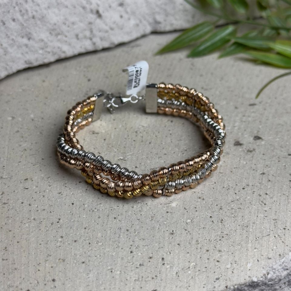 925 Ayar Gümüş Dorika Taşlı Kalın Sarmal Model Kadın Bilezik