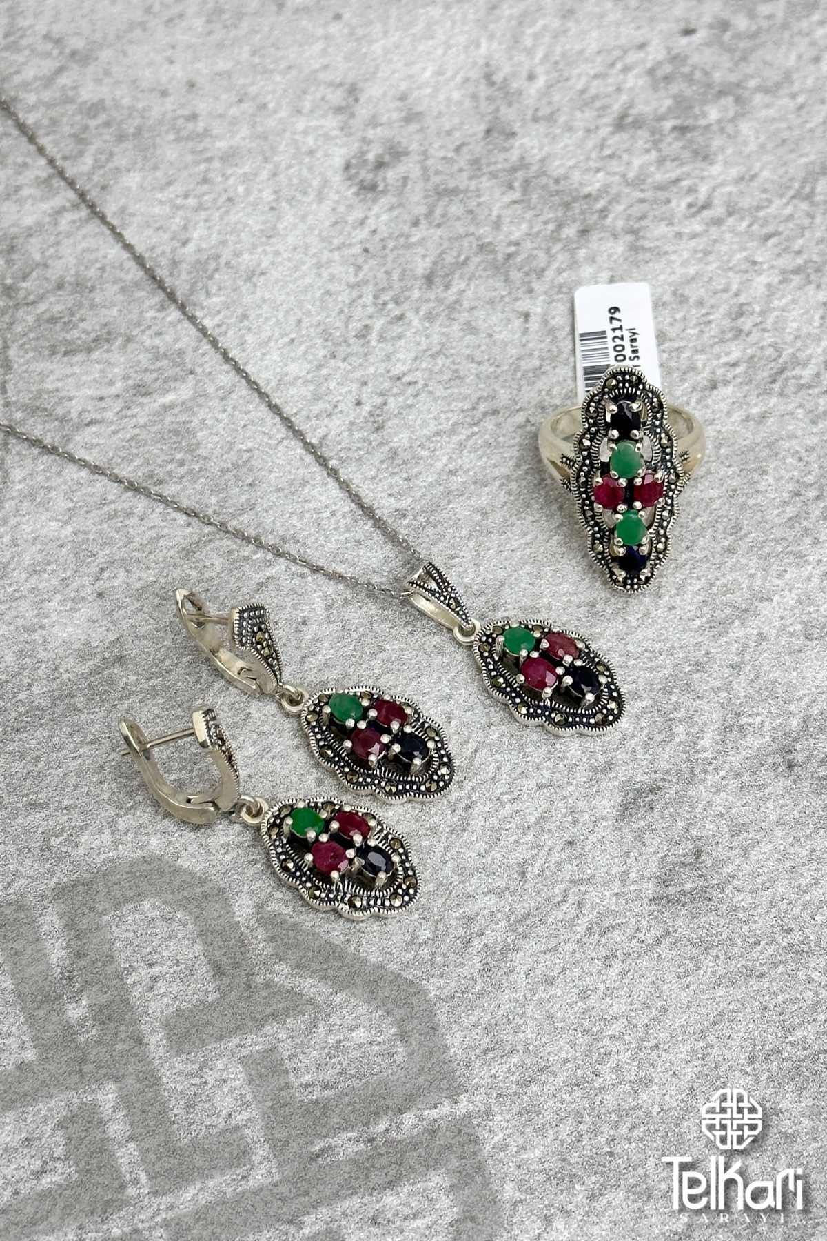 Doğal Taşlı Markazit Üçlü Set