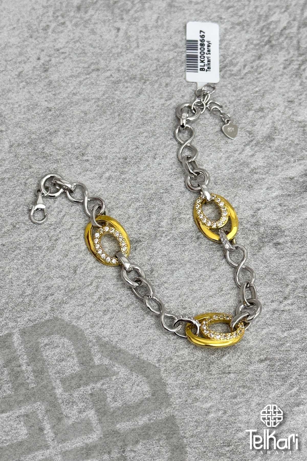 Sonsuzluk Detaylı Gold Gümüş Bileklik