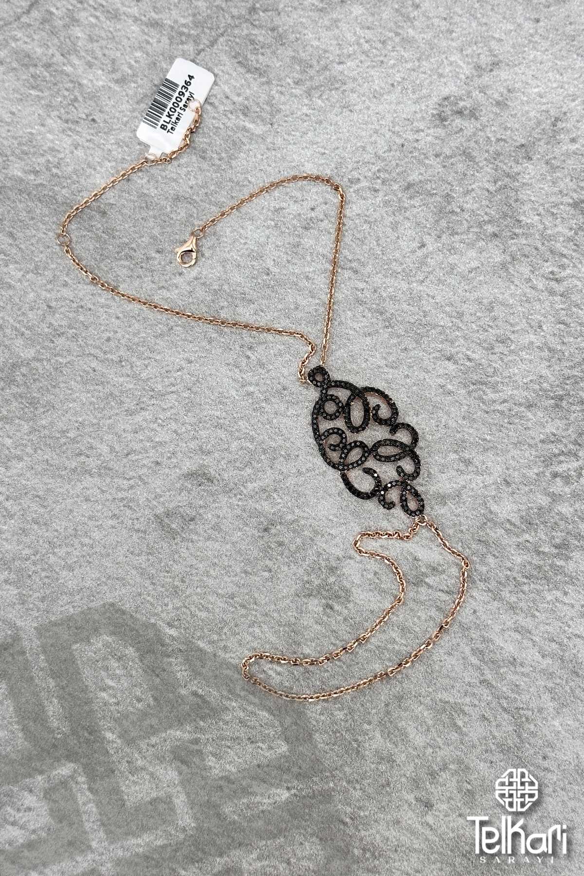 Siyah Taşlı Gümüş Rose Şahmeran