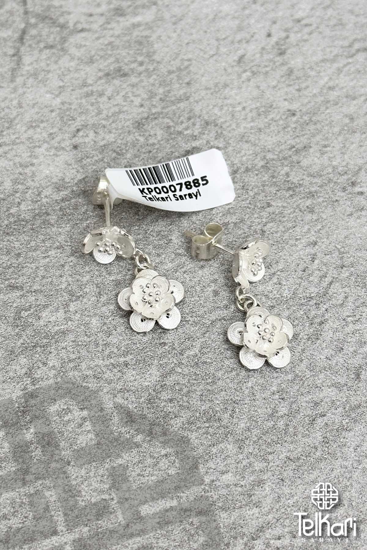 Sallantılı Lotus Çiçeği Midyat Telkari Gümüş Küpe