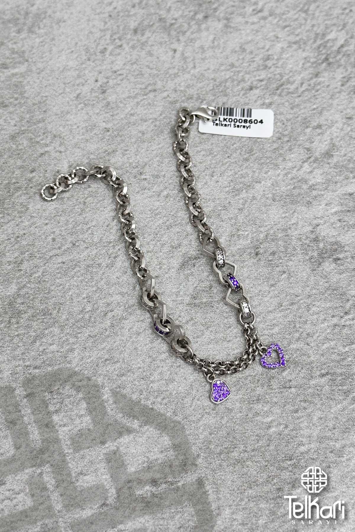 Kalp Figürlü Gümüş Bileklik