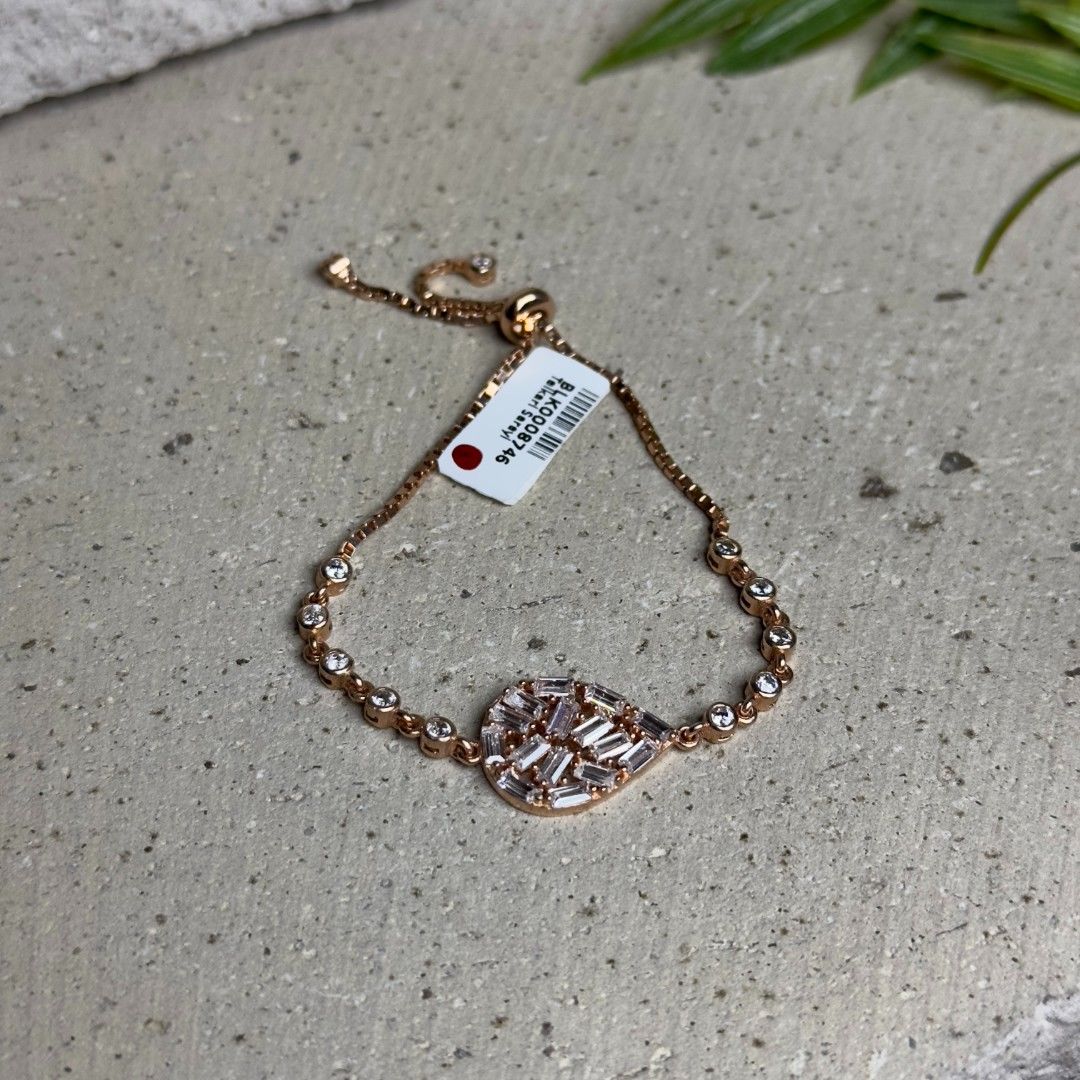 Damla Tasarım Zirkon Taşlı 925 Ayar Gümüş Asansör Kadın Bileklik