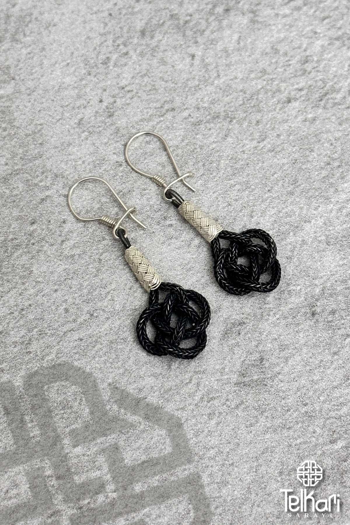 Eskitme Model Düğüm El Örmesi 1000 Ayar Kazaziye Gümüş Küpe