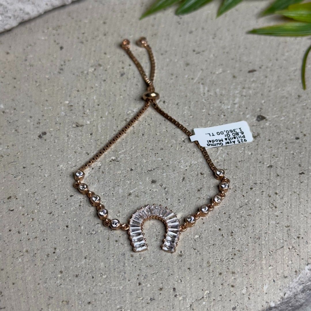 At Nalı Model 925 Ayar Gümüş Şık Zarif Asansör Kadın Bileklik