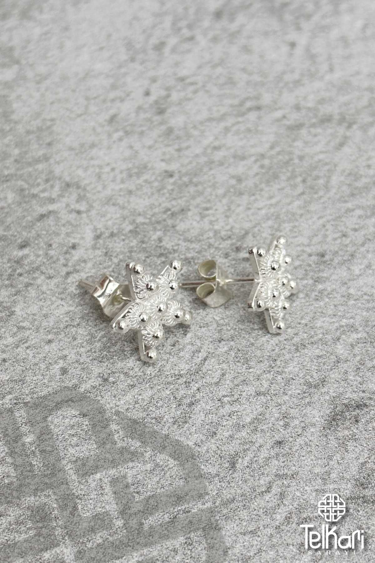 Özel İşçilikli Yıldız Model Midyat Telkari Gümüş Küpe