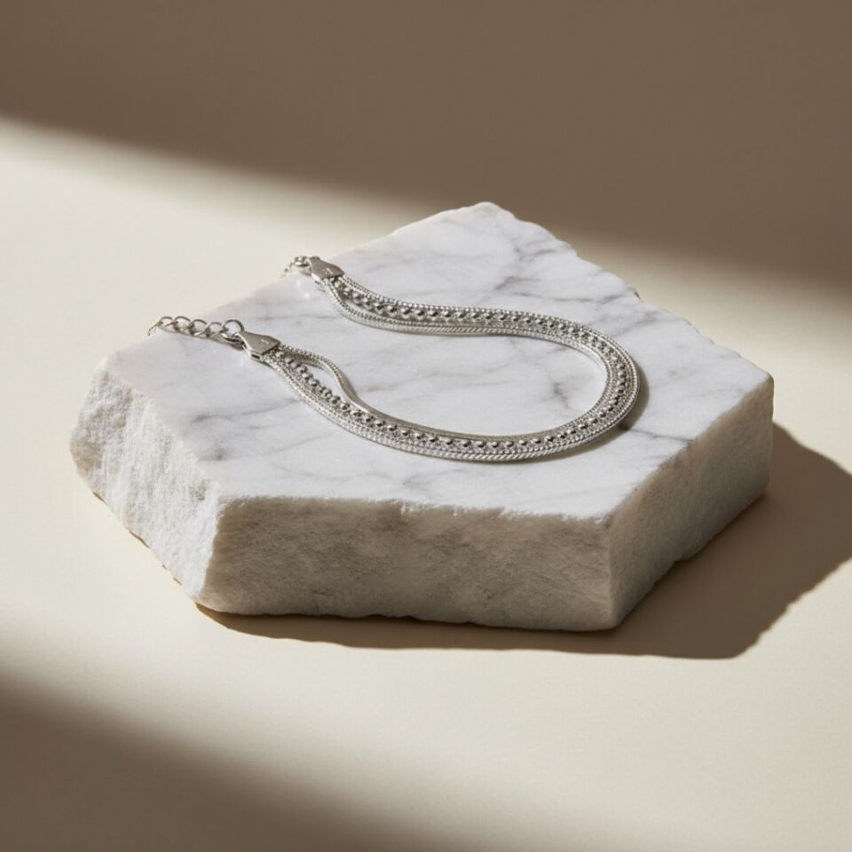 Elişi Midyat Hasırı Kadın Gümüş Bileklik