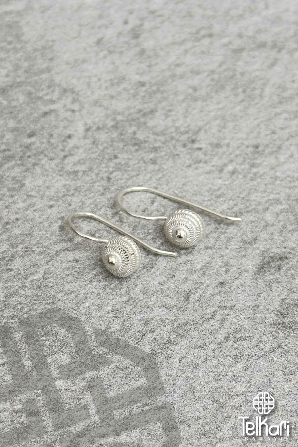 Tasarım Zarif El İşçilikli Midyat Telkari Gümüş Küpe