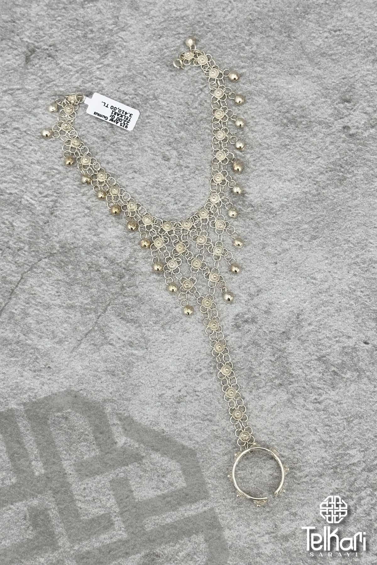 Yüzüklü Kişniş Model Sallantılı Gümüş Telkari Şahmeran