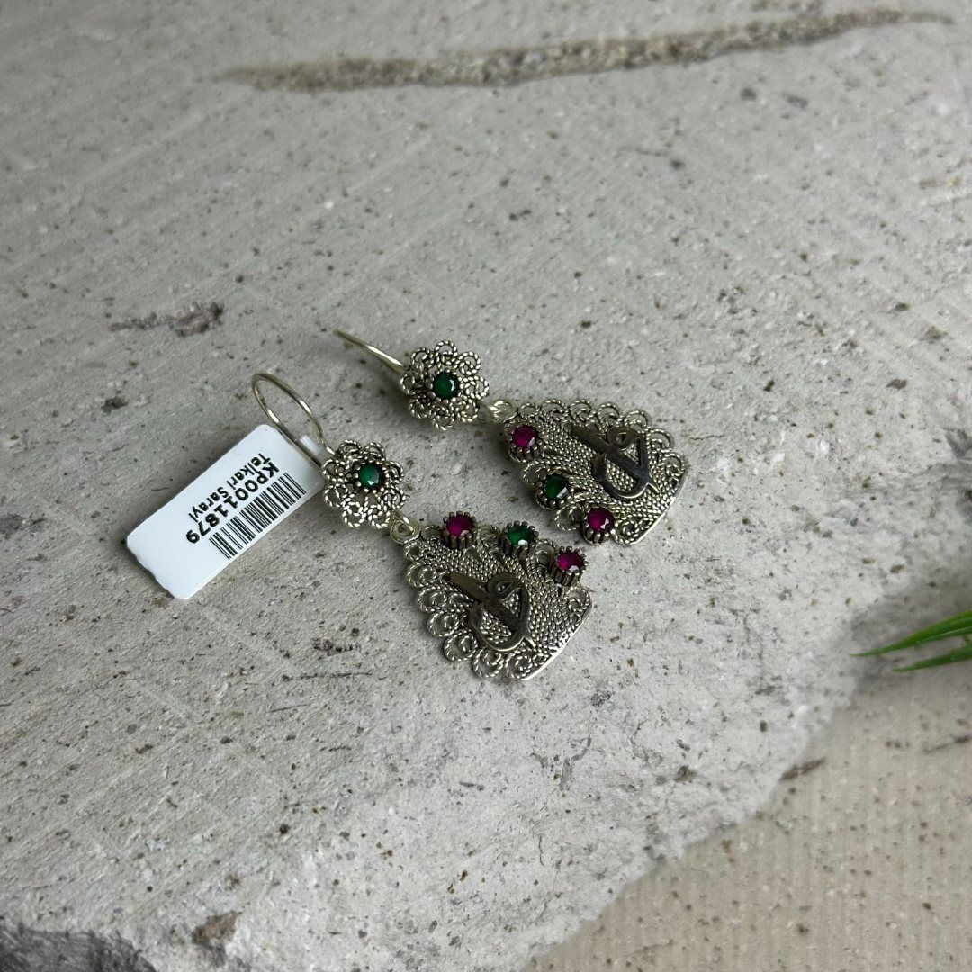 Elif Vav Motifli 925 Ayar El İşçilikli Telkari Otantik Kadın Küpe