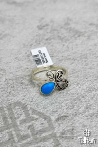 Kelebek Model Firuze Taşlı Gümüş Markazit Yüzük