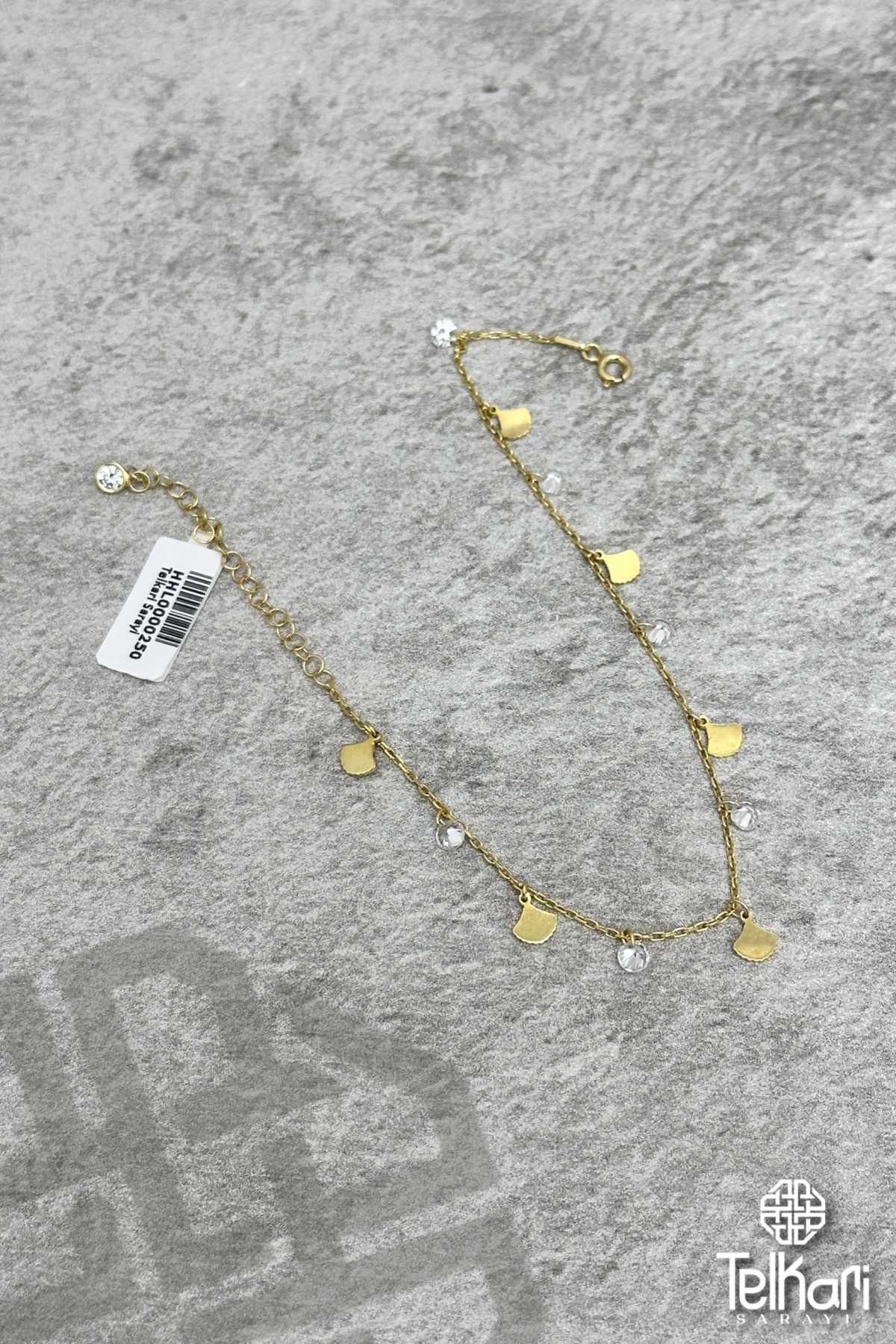 Beyaz Elmas Model Taşlı Sallantılı Gold Gümüş Halhal